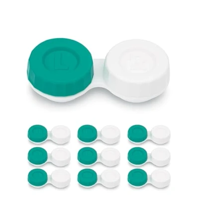 Afbeelding van Sports Vision&#039;s Contactlenzenetuis, 10 stuks contactlenzen etuis met schroefsluiting, plat design, gemaakt in Groot Brittannië, gemarkeerd R &amp; L, Meerkleurig