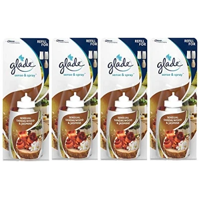Afbeelding van 4 x Glade Sense en Spray Refill 18ml Sensueel Sandelhout &amp; Jasmijn