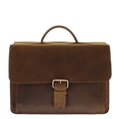Afbeelding van Plevier Retro Newton Laptoptas Vintage 3 Vaks 15.6&quot; Brown