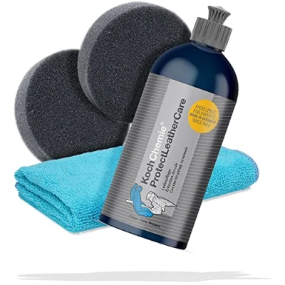 Afbeelding van detailmate Leerverzorgingsset: Koch Chemie Protect Leather Care 500ml leerverzorging + ValetPRO spons multifunctionele microvezeldoek 40x40cm