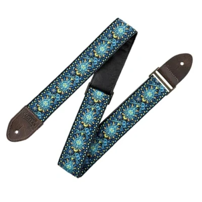 Afbeelding van Levy&#039;s Leathers 2&quot; Vintage Hootenanny Jacquard Weave gitaarband met lederen achterkant (M8HTV 04)