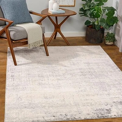 Afbeelding van Surya Utrecht Abstract tapijt vloerkleden, woonkamer, eetkamer, lounge, nachtkastje modern marmeren tapijt, zacht luxe, gemakkelijk te onderhouden middelhoog groot 160 x 216 cm, ivoor en