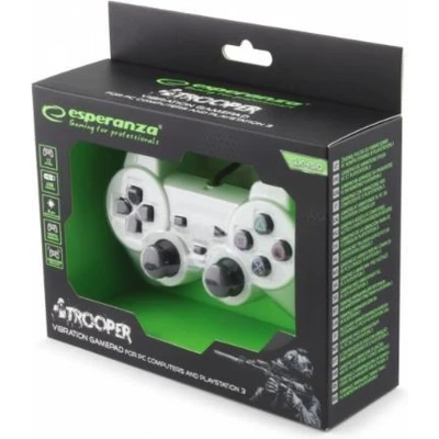 Afbeelding van Esperanza EGG107W game controller Gamepad PC,Playstation 3 Analoog/digitaal USB 2.0 Zwart, Wit