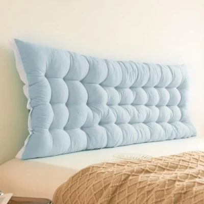 Afbeelding van GeRRiT Groot hoofdkussen, rugsteun voor bed, lang steunkussen om te lezen, twin /queensize/kingsize bedsteun, lendenkussen, wigvormig kussen in bed (blauw, 180 cm)