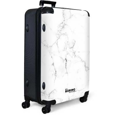 Afbeelding van NoBoringSuitcases.com® Koffer groot Reiskoffer lichtgewicht Marmer Wit Marmerlook Luxe Rolkoffer met 4 wielen Grote trolley XL 98 liter bagage