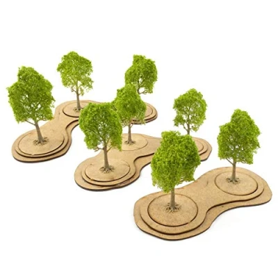 Afbeelding van War World Gaming MDF Tree Bases Mixed Pack of 3 Tabletop Wargame Diorama Terrain Scenery Landscape Wargaming Model Modelling Battlefield Objective Miniature