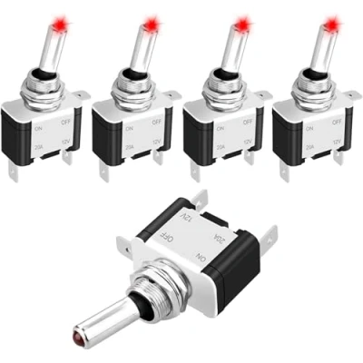 Afbeelding van 12V LED tuimelschakelaar, waterdichte SPST 20A aan/uit verlichte tuimelschakelaar voor auto mariene RV voertuigen vrachtwagen dashboard (5PCS)