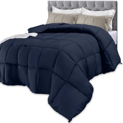 Afbeelding van Utopia Bedding dekbed voor het hele seizoen, 250 g/m², zacht dons, alternatief pluche gesiliconiseerd fiberfill dekbedovertrek gestikt (volledig/koningin, marineblauw)