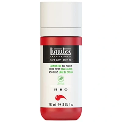Afbeelding van Liquitex 1923894 Professional Acrylfarbe Soft Body Künstlerfarbe in cremiger deckender Konsistenz, hohe Pigmentierung, lichtecht &amp; alterungsbeständig, 237ml Flasche Kadmiumfrei Rot Mittel