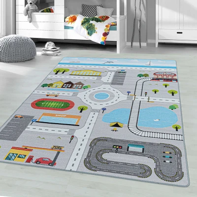 Afbeelding van Speelkleed Pleun Autoweg Grijs 120x170cm Adana Carpets