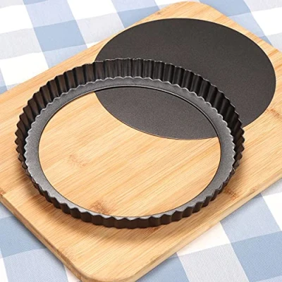 Afbeelding van taartvorm, quichevorm met hefbodem, taart, wokpan, anti aanbaklaag, fruitcakevorm, plaatvorm voor taart en quiches, ronde bakvorm taartbodem, 22 cm