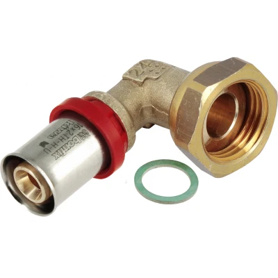 Afbeelding van BONFIX Alu pers messing persfitting bocht / knie wartelkoppeling 16mm x 1/2inch