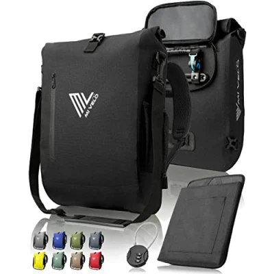 Afbeelding van 3 in 1 fietstas fietsrugzak schoudertas waterdicht 100% PVC vrij, met laptopvak, bagagedragertas voor alle soorten fietsdragers