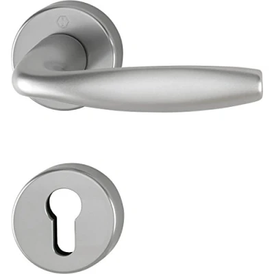 Afbeelding van HOPPE New York 3369882 krukgarnituur met rozetten PZ (profielcilinder), aluminium roestvrij stalen effect