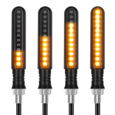 Afbeelding van Kinstecks ​​4 stuks dynamische motorknipperlichten met looplicht, richtingaanwijzers voor motor, 12 V, motorfiets, brommer, scooter, quad, cruiser, off road