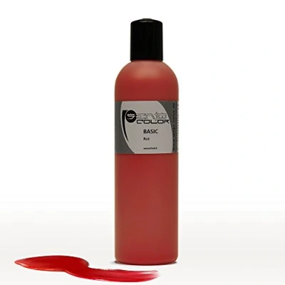 Afbeelding van Senjo Color Basic Bodypainting kleuren, cosmetische lichaamsverf, in water oplosbaar, vloeistof voor airbrush en kwast, 250 ml, rood