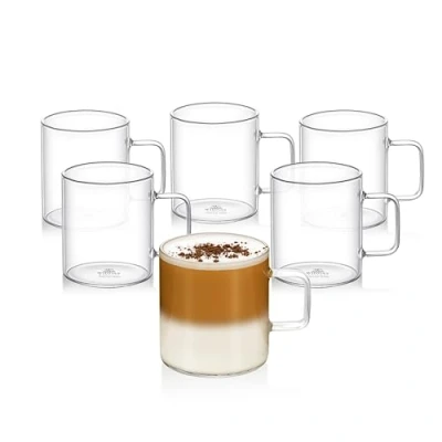 Afbeelding van Wilmax Theeglazen &amp; koffieglazen met handvat, set van 6, 320 ml, glazen voor warme en koude dranken, koffiemok, glühweingglazen, sapglazen, waterglazen, kopjes, vaatwasmachinebestendig