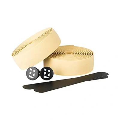 Afbeelding van URBAN ZWEIRAD Premium racefiets stuurband incl. eindkappen, plakband racefiets, MTB stuur, gravel Cycling fietsstuur tape stuurbaar (elastisch, zand beige)