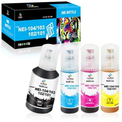 Afbeelding van LeciRoba E 104 voor epson 103 102 Ecotank multipack gebruik met ET 2710 2711 2712 2714 2715 2720 2721 2726 2810 2815 28 20 2821 2825 2826 4700