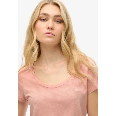 Afbeelding van Superdry Scoop NECK Tshirt basic, Dames, Maat: 40, Grey pink