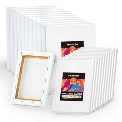 Afbeelding van Shuttle Art Canvas om te schilderen, 20 stuks uitgerekte blanco canvasplanken, 10 x cm, 100% katoen, geprepareerd wit schilderij canvas, doeken voor acryl, olie, acryl gieten