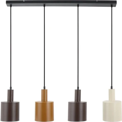 Afbeelding van Lindby hanglamp 4lichts IJzer H: 21.5 cm E27 zwart, koffiebruin, beige