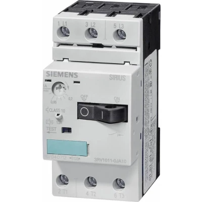 Afbeelding van Siemens 3RV1011 1AA10 Vermogensschakelaar 1 stuk(s) 3x NO Instelbereik (stroomsterkte): 1.1 1.6 A Schakelspanning (max.): 690 V/AC (b x h d) 45 90 81 mm