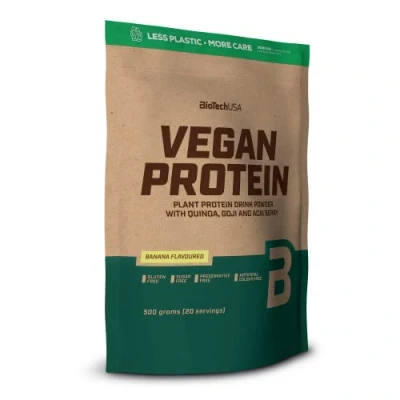 Afbeelding van BioTechUSA Vegan Protein Shake op basis van rijst en erwten met superfoods aminozuren Suiker , lactose glutenvrij, 500 g, Banaan