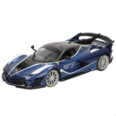 Afbeelding van Bburago Ferrari FXX K EVO: modelauto op schaal 1:18, Race &amp; Play serie, deuren, kofferbak en motorkap beweegbaar, blauw (18 16012B)