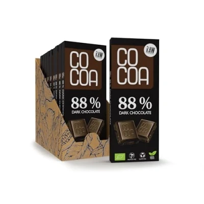 Afbeelding van CO COA Donkere Chocolade 88% BIO BOX 10x40g Glutenvrij, Vegan &amp; Biologisch Roh van Ongebrande Cacaobonen Zonder Witte Geraffineerde Suiker Met Kokosnectar Gezoet