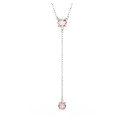 Afbeelding van Swarovski Attract Y Round CUT Rhodium Plated Ketting, Dames, Maat: One Size, Pink