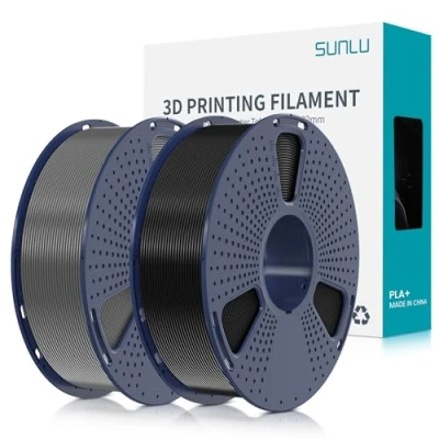 Afbeelding van SUNLU PLA Plus 3D Filament 1.75mm for Printer &amp; Pens, 2KG (4.4LBS) PLA+ Tolerance Accuracy +/ 0.02 mm, Black+Grey