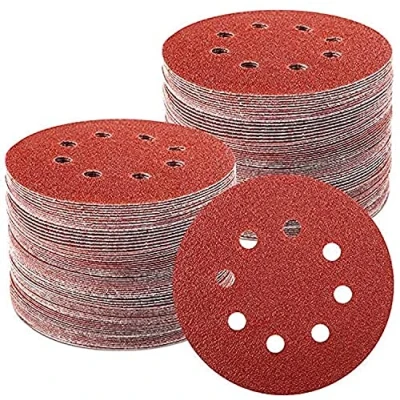 Afbeelding van TWSTYIAL Schuurpapier 125 mm klittenbandset, 100 stuks klittenband, 8 gaten ronde schijven met klittenbandsluiting voor excentrische schuurmachines: 20 x 60 80 100, 10 120 180 240 320