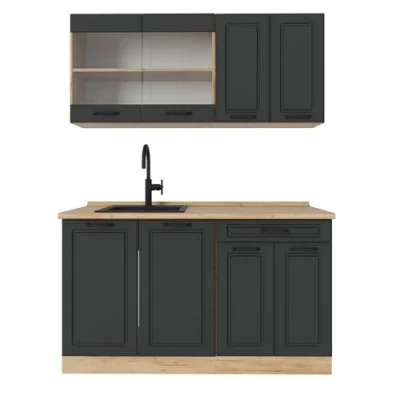 Afbeelding van Vicco Eenpersoonskeuken R Line, Antraciet landhuis/gouden eik, 140 cm zonder werkblad