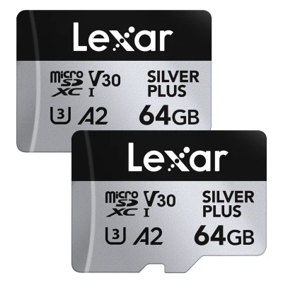 Afbeelding van Lexar MicroSDXC Silver Plus UHS 1 64GB V30 2 pack