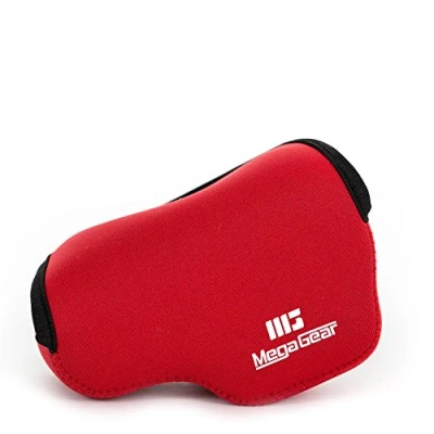 Afbeelding van MegaGear &#039;&#039;Ultralicht&#039;&#039; neopreen cameratas beschermhoes voor spiegelreflexcamera Canon PowerShot G1 X Mark II met karabijnhaak eenvoudig dragen (rood)