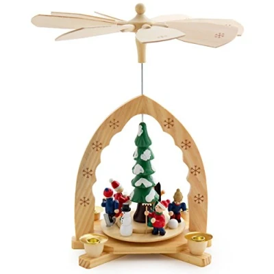 Afbeelding van BRUBAKER 1 Verdieping Houten Kerstpiramide 30 cm kerstboom met winterlandschap