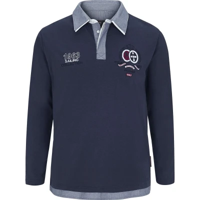 Afbeelding van Jan Vanderstorm polo FENNO Plus Size met printopdruk donkerblauw