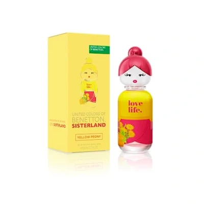 Afbeelding van Benetton Sisterland Yellow Peony, eau de toilette voor dames, langdurig, frisse, moderne en jonge geur, bloemige fruitige noten, ideaal overdag, 80 ml