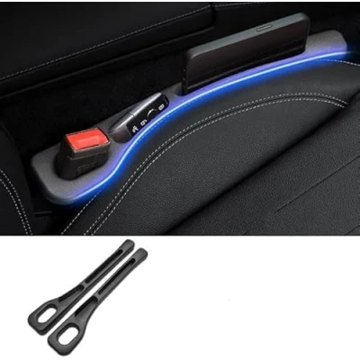 Afbeelding van 2 Stuks Autostoelopeningvuller voor Tesla Model S 2013 2023 Auto Seat Gap Filler, Autostoel Filler AntiDrop Kierenvuller Accessoires,A/Black