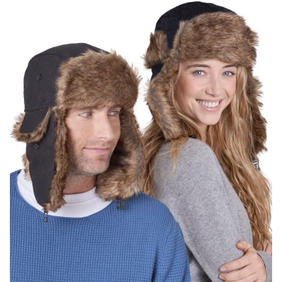 Afbeelding van Tough Headwear Winter Trapper Hat Mens Hats and Caps Russian Ushanka Army Waterproof Fur Cap with Ears Earflap for Men &amp; Women Ear Flaps Snow Eskimo