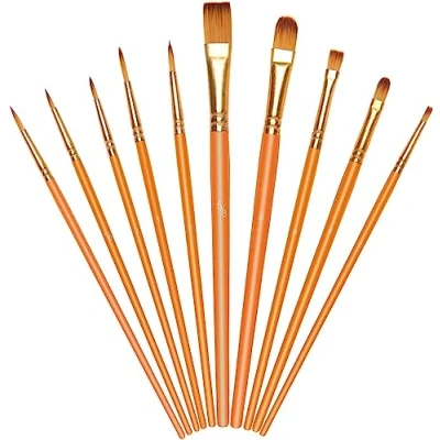 Afbeelding van Vicloon Nylon Borstels, 10 Stuks Kunstenaarsborstels, Penseelset Schilderij Voor Aquarel, Acryl en Olieverf, Perfecte Detailborstels Beginners, Kinderen, Kunstenaars Schilderliefhebbers