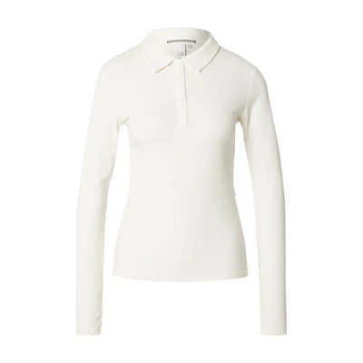 Afbeelding van QS Schmal Geschnittenes Kragen Poloshirt, Dames, Maat: Medium, Creme