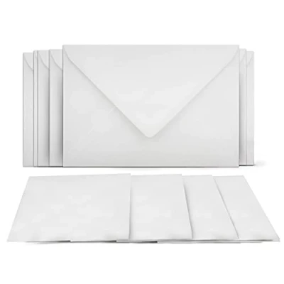 Afbeelding van 25 vouwkaarten met enveloppen set wit DIN A6 blanco dubbele kaarten 14,8 x 21 cm (160 g/m²) C6 envelop 11,4 16,2 (100 nat plakrand wenskaarten uitnodigingskaarten bruiloft