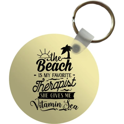 Afbeelding van Sleutelhanger Zomer Quotes Palmboom Plastic Rond Uitdeelcadeautjes