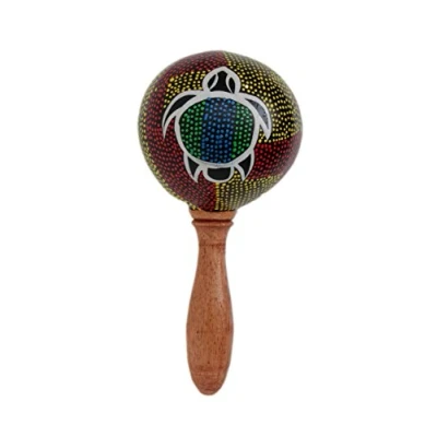 Afbeelding van Houten rammel hout rammelshaker kinderen Percussion handrakel schildpad Marakas R1