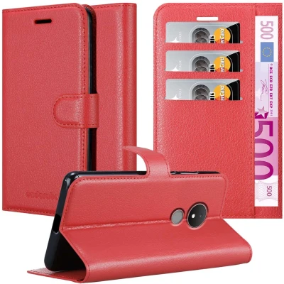 Afbeelding van Cadorabo Hoesje geschikt voor Nokia C21 in KARMIJN ROOD Beschermhoes met magnetische sluiting, standfunctie en kaartvakje Book Case Cover Etui