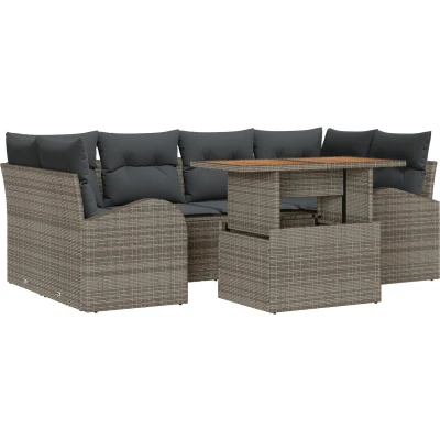 Afbeelding van vidaXL Tuin Sofa Set van 7 Grijs, Zwart Aluminium, Olefin