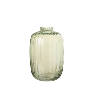 Afbeelding van J Line vaas Strepen glas groen large
