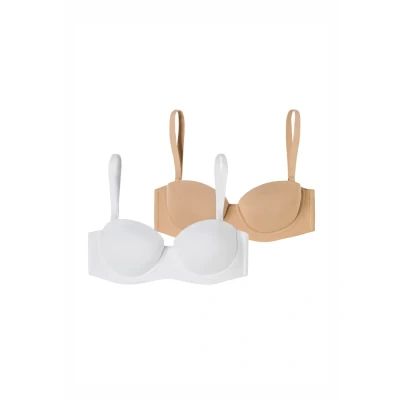 Afbeelding van Schiesser 2PACK Unique Micro Strapless BH, Dames, Maat: 75B, Weiss maple